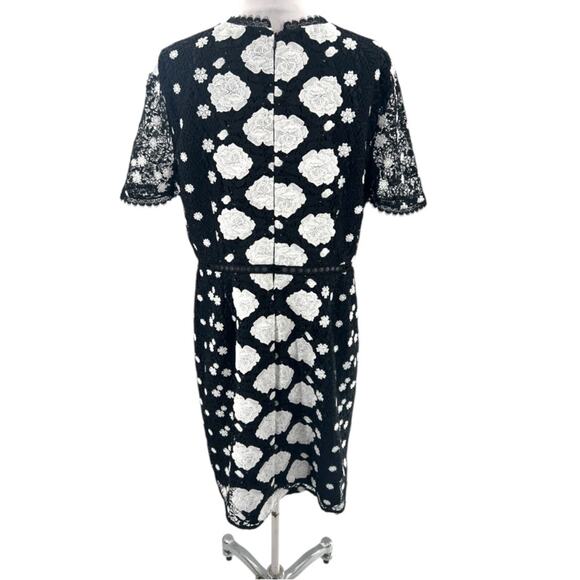 Monique Lhullier Eva lace dress floral black white sz 14 - Picture 6 of 10